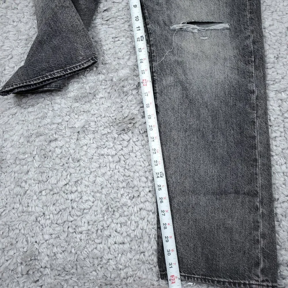 Levi's Premium 501 Original Straight Jeans Faded Black Distressed Size 38 X 32